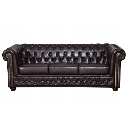 Sofa / kanapa Chesterfield York Pikowana Brązowa Trzyosobowa
